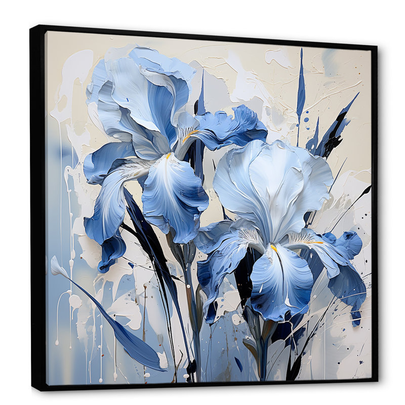 «Blue and White Garden of Irises», reproduction sur toile, H 24 po x l 24 po x P 1 po, Cadre flottant noir