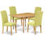 Ensemble de table de salle à manger 5 pièces comprenant une table de cuisine rectangulaire avec Dropleaf et 4 chaises de salle à manger Parson en lin Limelight, chêne-109975703-109975702-112673218