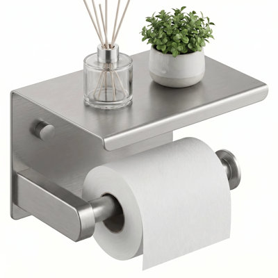 Wall Mounted Toilet Paper Holder with Shelf