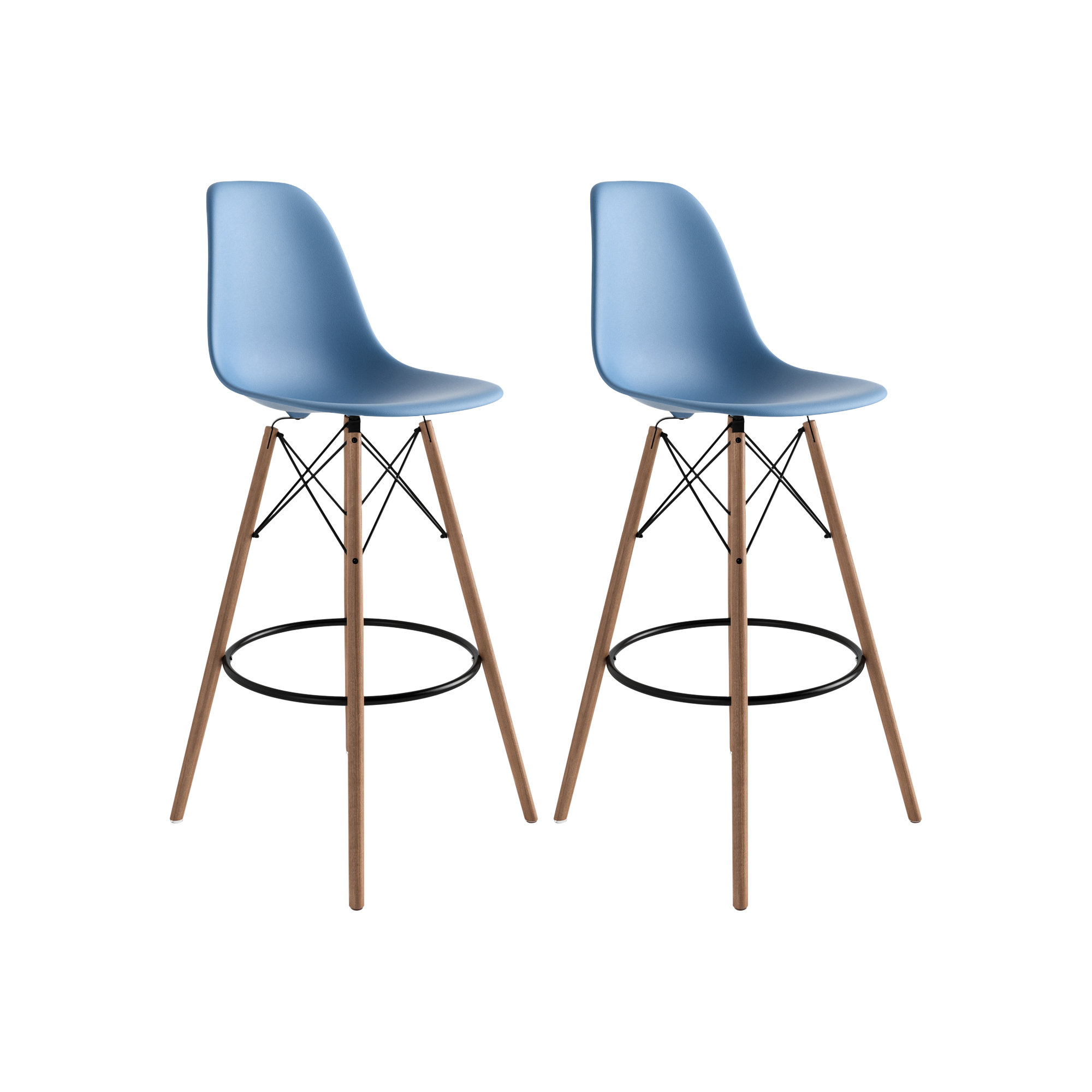 Jordan Bar & Counter Stool, Bar Stool (29.5" Seat Height), Blue/Natural