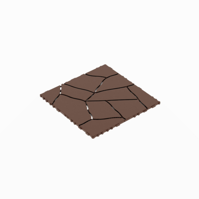 Brown Faux Stone Pattern Interlocking Outdoor Deck Tiles, 12" x 12"