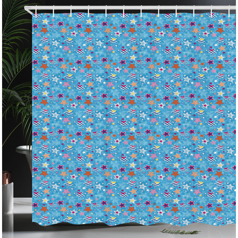Rideau de douche à motif de étoiles Latitude Run®, H 84 po x l 69 po