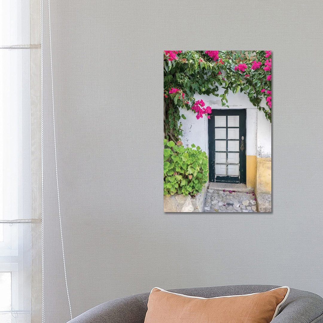 Doorway Surrounded By A Bougainvillea Vine, Obidos, Portugal by Julie Eggers - Wrapped Canvas Gallery-Wrapped Canvas Giclée