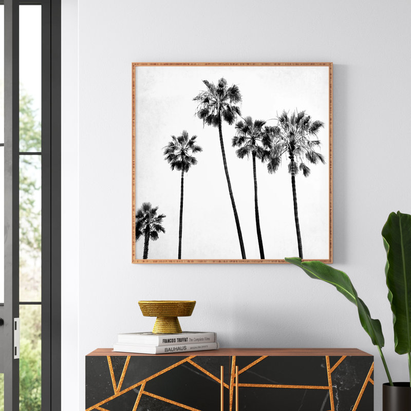 " Five Palms ", 30" H x 30" W x 1" D, Brown Frame