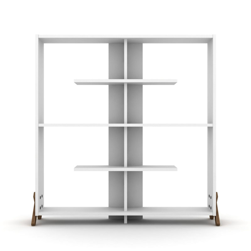 Wood Frame 6 Shelves Bookcase Industrial Bookshelf Modern Bookcases Large Bookshelf Organizer