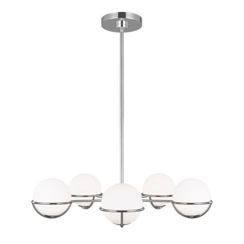 Reynaldo 5 - Light Shaded Chandelier, Polished Nickel