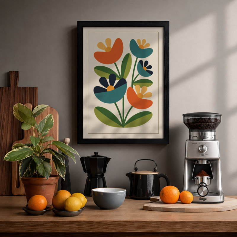 Modern Arrangement Botanical - Framed Print, Black, A4 - 29.7 x 21.0 cm