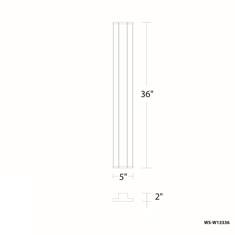 Revels Aluminum LED Wall Light, 36" H x 5" W x 2" D, 3000K, 28W