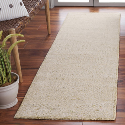 Creger Textural Hand Tufted Wool Cotton Oriental Rug in Gold/Ivory