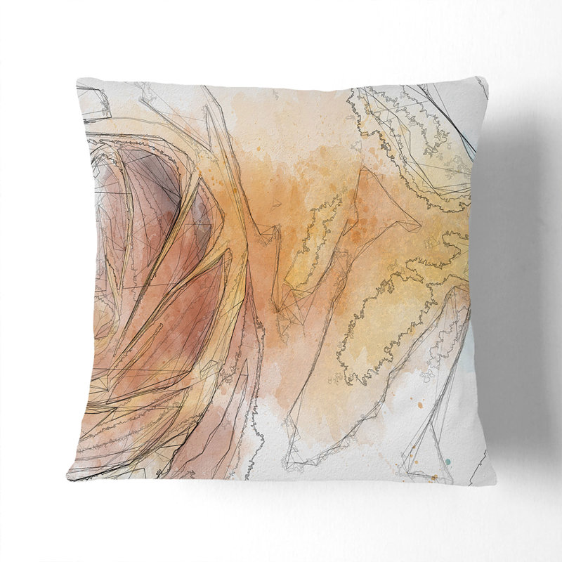 A Golden Yellow Rose In Abstract Abstract Square Throw Cushion, 55 x 55 cm, Stone