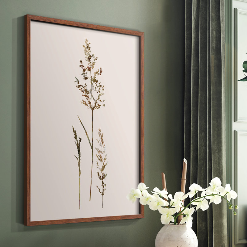 «Delicate Stems II», reproduction encadrée - bois massif, Brun, H 14 po x l 11 po