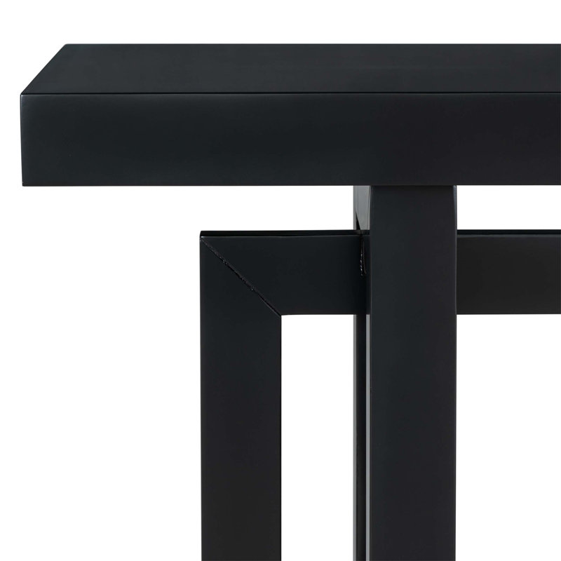 Console Table With Wood Top, Extra Long Entryway Table, Black, Black
