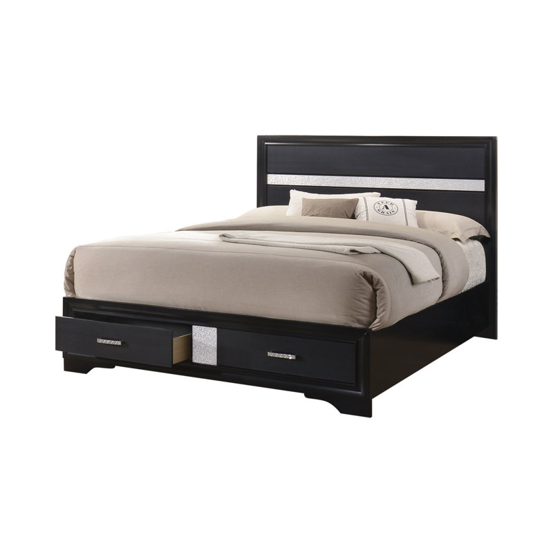 Lit standard avec rangement, Noir, Grand