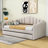 Twin Velvet Upholstered Daybed with Trundle and USB Charging Station-1351845301