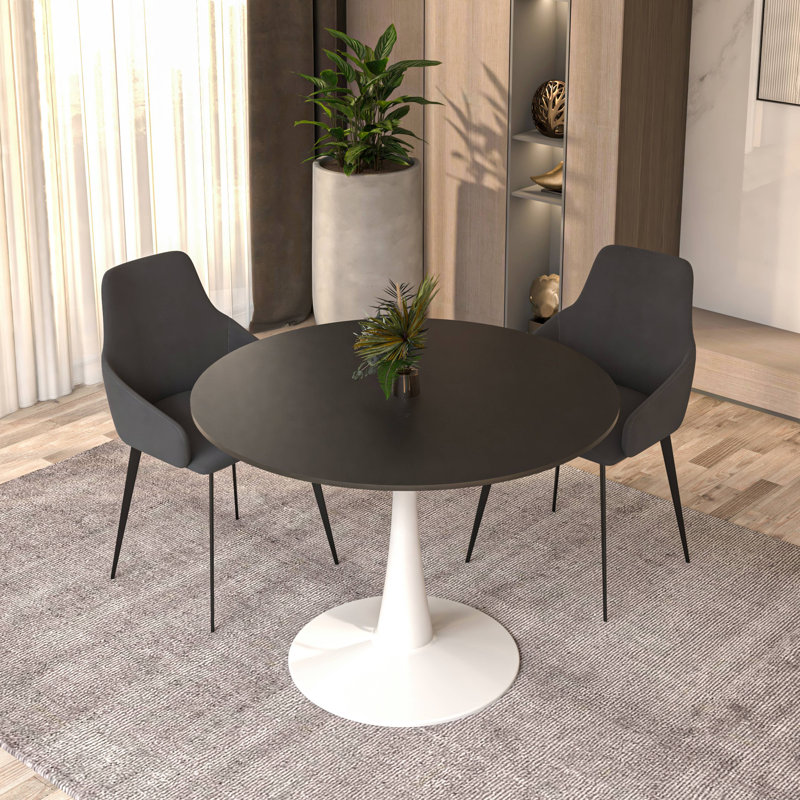 Bjarnheiður Pedestal Dining Table, White, White, 29.11" H x 23.61" W x 23.61" D