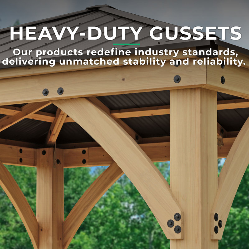 Meridian 10x12 Cedar Gazebo with Brown Aluminum Roof