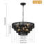 Lustre en rotin tissé à la main de 20 po à 6 lumières de style transitionnel minimaliste à 4 lumières Boho pour îlot de cuisine, couloir de salon, noir mat-275441096-275441098