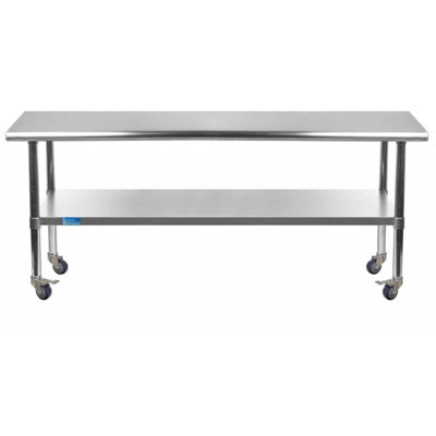 Table de préparation à roulettes 30 x 72 avec plateau en acier inoxydable