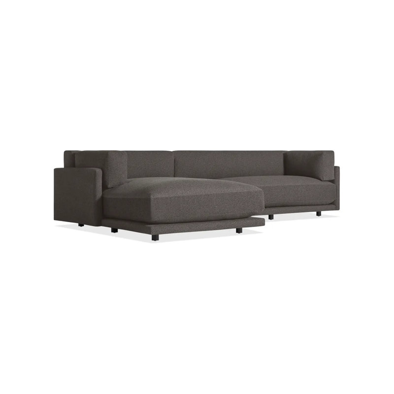 Sunday Upholstered L-Shaped Sectional, Left Hand Facing, Kelso Charcoal 100% Polyester