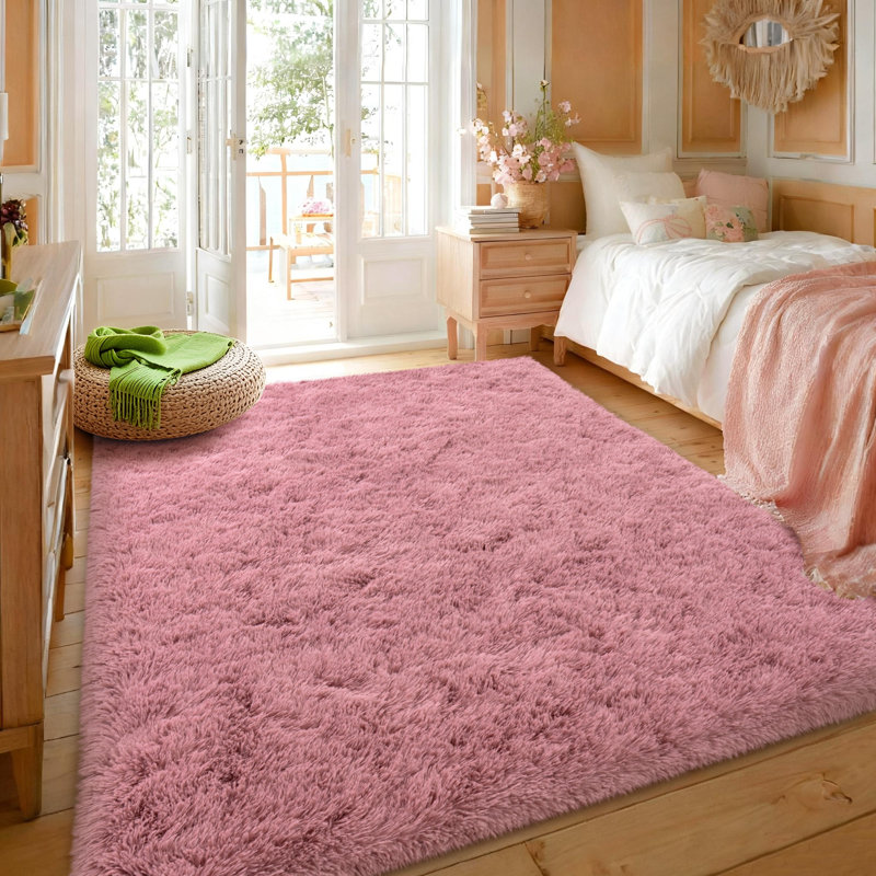 Super Soft BeanPastePink Rug 5x7 ft, Oversized Living Room Rug, Thick Pile Rug, Fluffy Tufted Room Rug For Room Bedroom Large Cozy Fuzzy Rug Room Home Decor Aesthetic Soft Non Slip Rug Decor Aesthetic, Christmas Decor, Halloween Decor