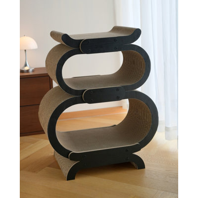 Fairela® - salon à griffer moderne pour chats d'intérieur, maisonnette en carton à plusieurs niveaux et condo pour chat, meubles décoratifs pour chat avec patins à griffes réversibles