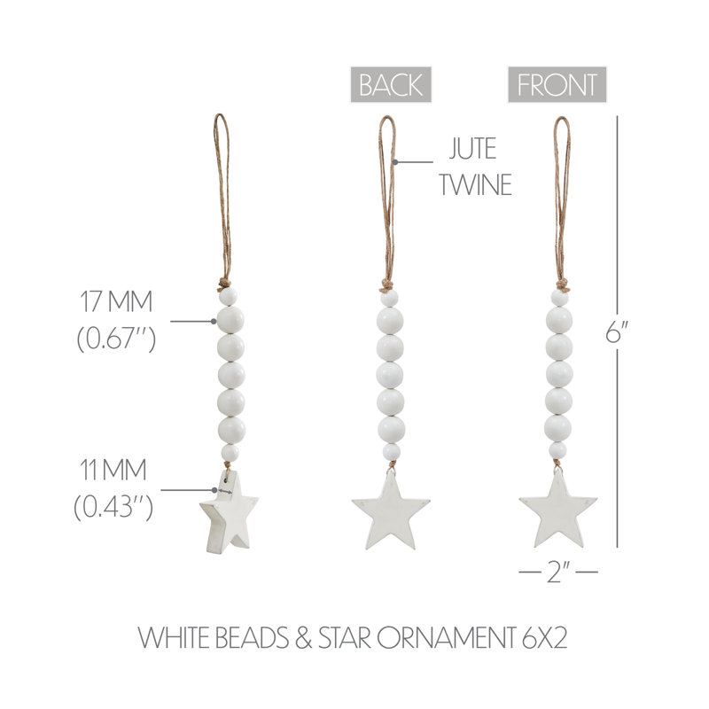 Classic Easter White Beads & Star Ornament 6x2
