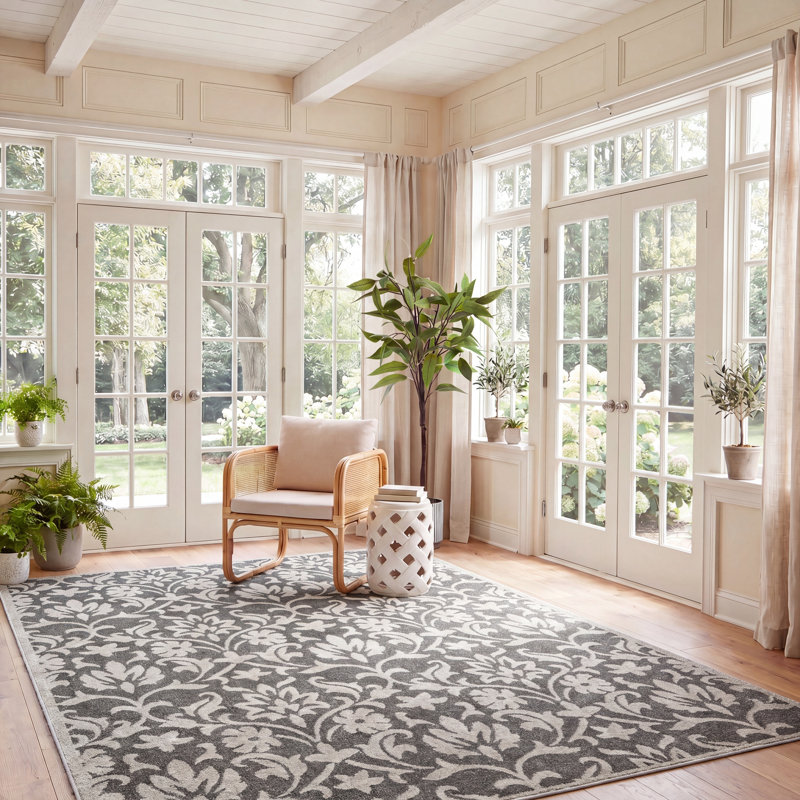Tapis à motif floral Cirila, Rectangle 8 pi x 10 pi