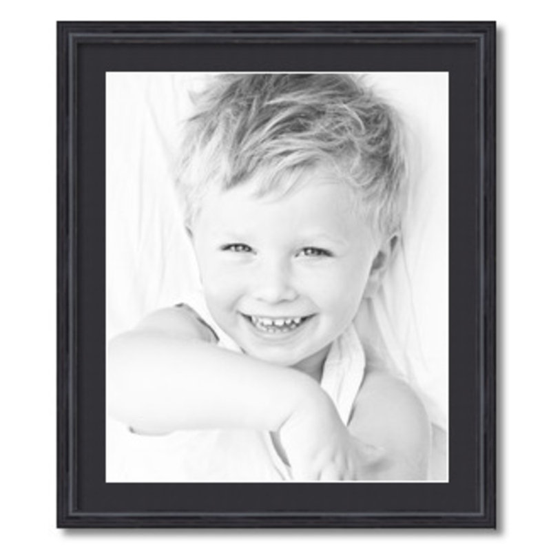 Black Wood Matte Picture Frame with Mat, Black
