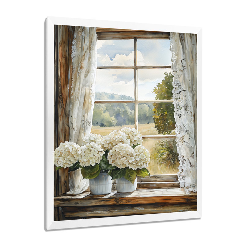 Carolyn - salon d'art mural floral, H 44 po x l 34 po, Picture Framed, Blanc