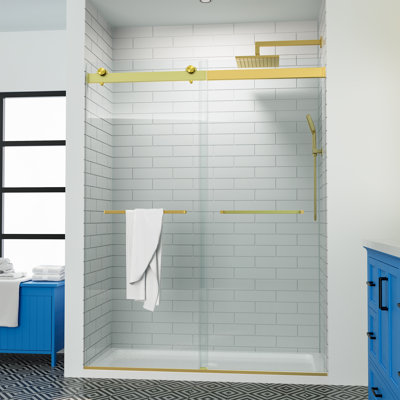 44" - 48" W X 74" H Double Sliding Frameless Shower Door With 5/16"(8Mm) Clear Tempered Glass With Soft Close System