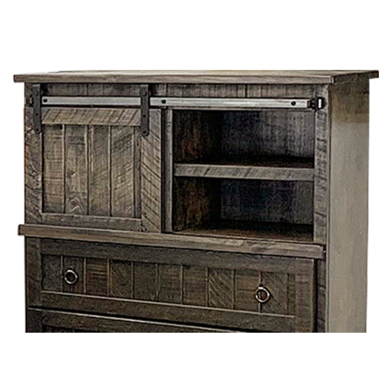 Commode combinée 5 tiroirs Casson, Bois flotté rustique