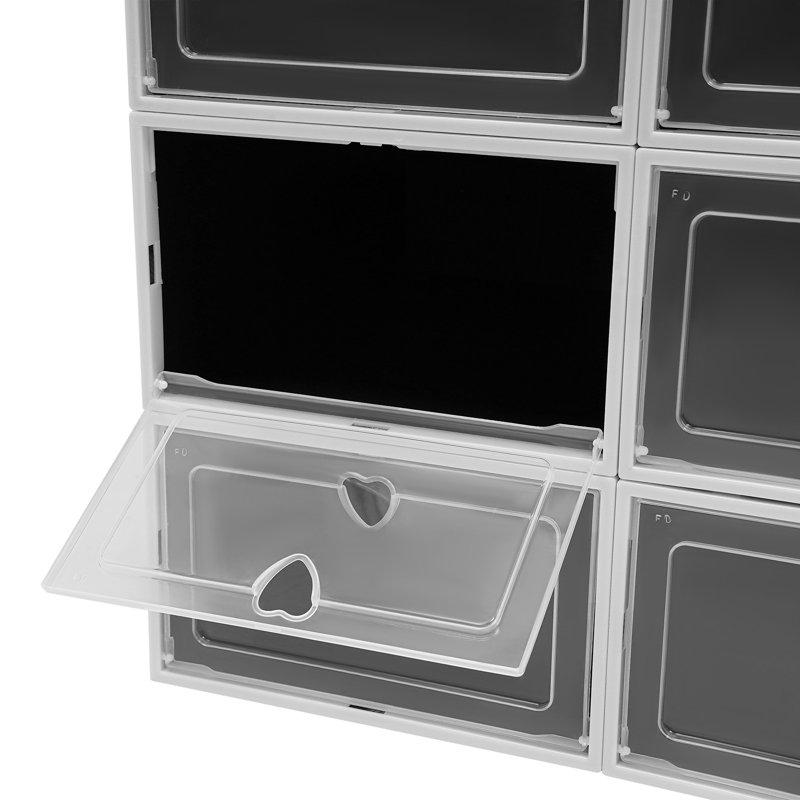 Stackable Shoe Storage Box (Set of 24), Black