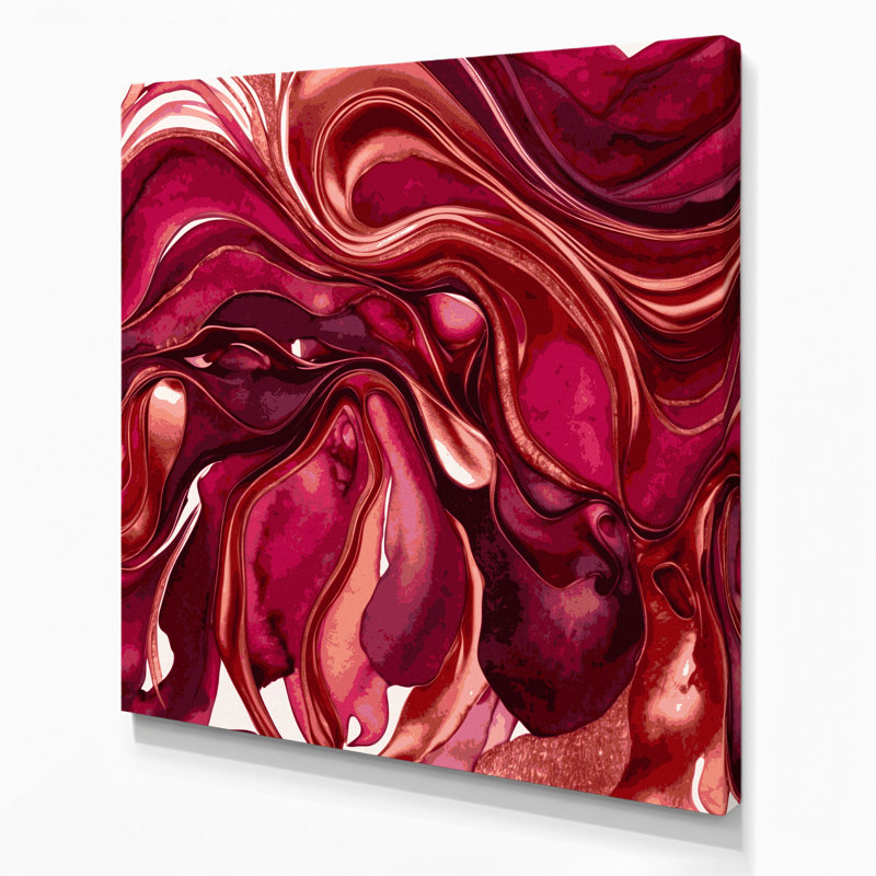 Aquarelle abstraite, art mural sur toile rouge 5, 16" H x 16" W