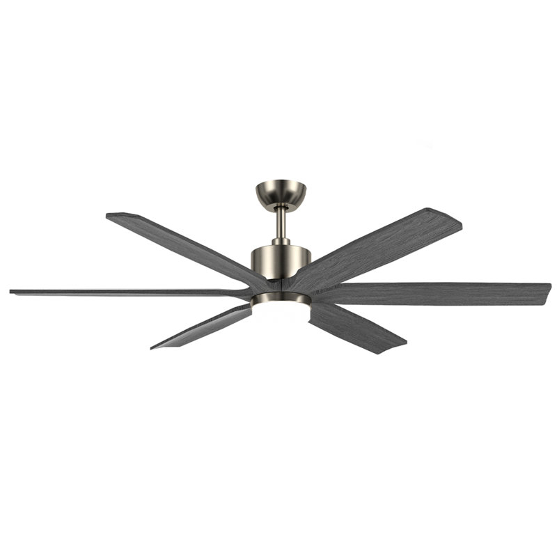 Modern 60-inch 6-blade Ceiling Fan With Led Light & Remote Control, Black, Gray