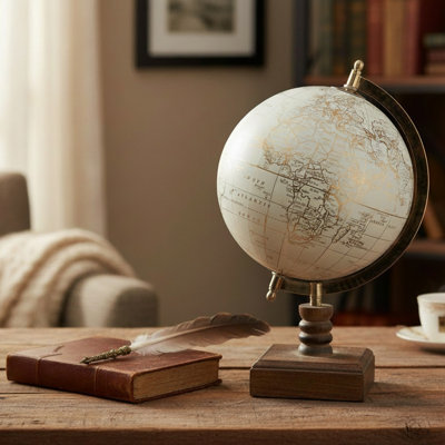 Haight 4" Decorative Ivory Globe With Stand Small