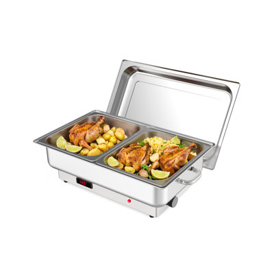 Ensemble de buffet électrique pour réchaud électrique - Chauffe-plat en acier inoxydable 9 pte - Température réglable de 400 W (86 à 200 ° F) - Poêles doubles et grandes - Idéal pour les fêtes, la restauration, les mariages, les restaurants