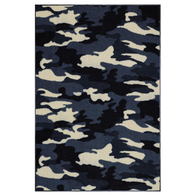 Tapis noir / beige à imprimé animal