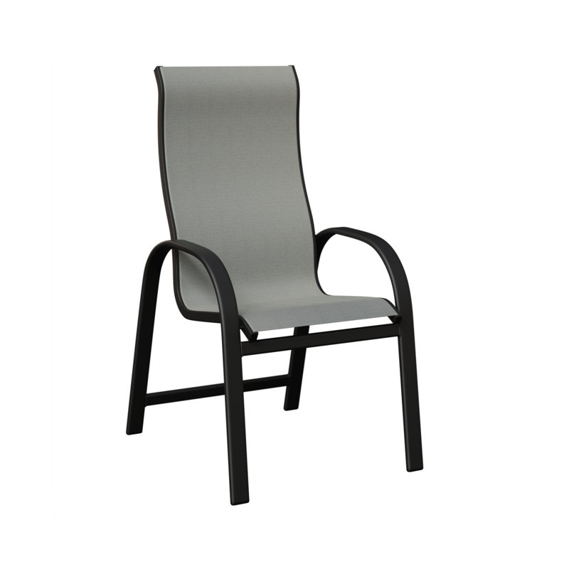 Chaise de salle à manger à haut dossier en aluminium noir mat Berlin Sling de Berlin Gardens, Aluminium noir mat