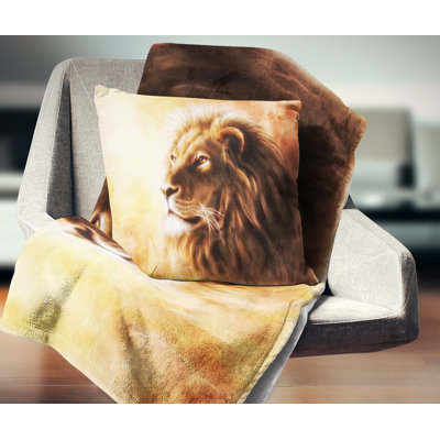 Fractale Brown Lion - coussin imprimé animal