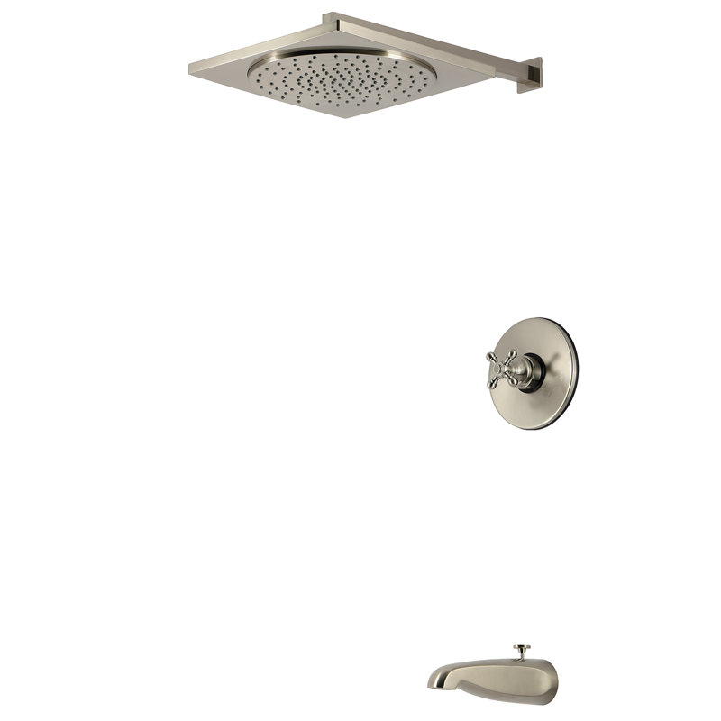 Robinet de baignoire et douche à pression équilibrée à poignée simple Kingston Brass Metropolitan, Brushed Nickel