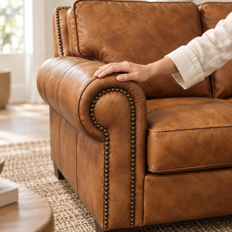Velencia Luxury Top Grain Leather 92" Sofa