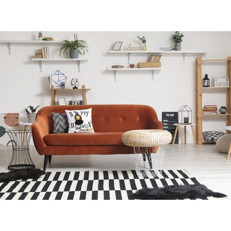 Coussin Happy Halloween, H 16 po x l 16 po, Carré, Blanc