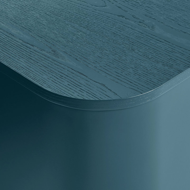 Space Blue Metal and Wood Nightstand