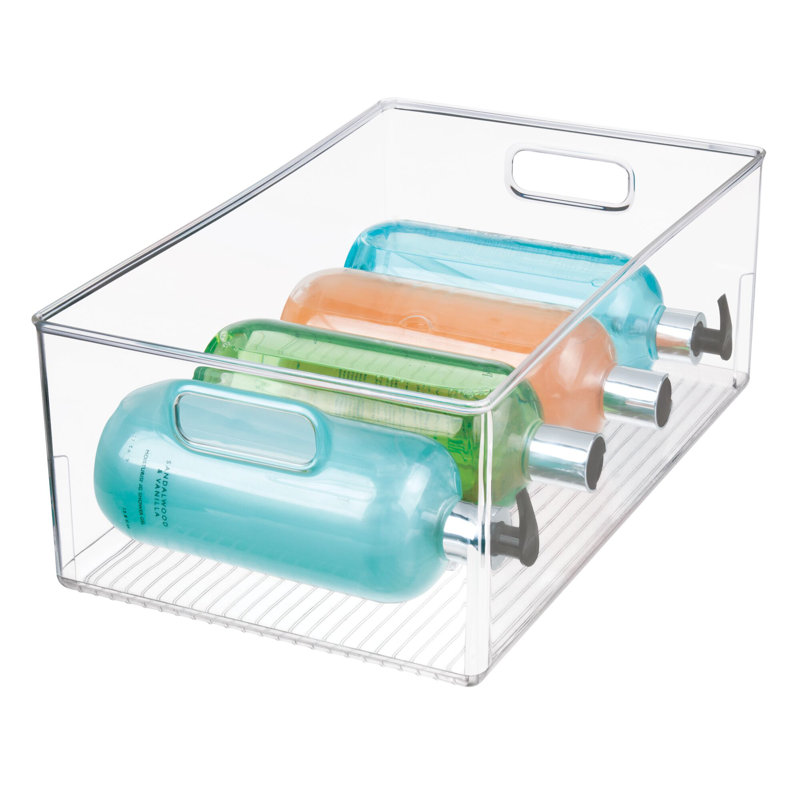 iDesign Small Plastic Bathroom Storage Bin with Handles - Clear, 16.70