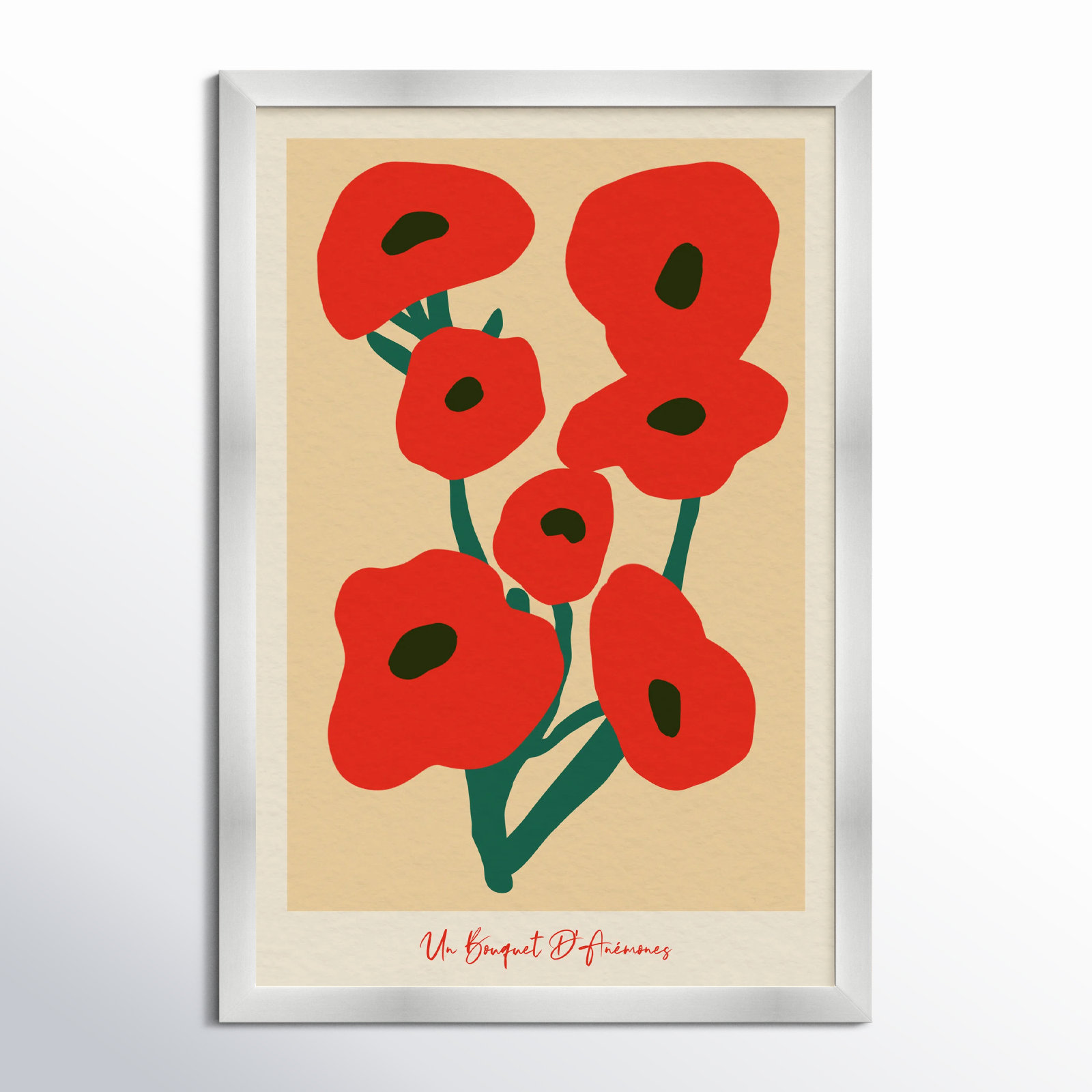 Modern Red Flower Bouquet by Oliver Gal, 17" H x 12" W, Silver
