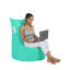Fauteuil à billes de qualité supérieure, turquoise, 27,6 po x 15,7 po x 39,4 po | Tissu 100% polyester, imperméable, rembourrage 100% perle en polystyrène original | Système de fermeture à glissière dissimulé, parfait pour la détente et le confort en plein air-1220723957