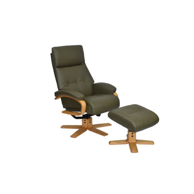 Comacho Upholstered Swivel Recliner with Footstool