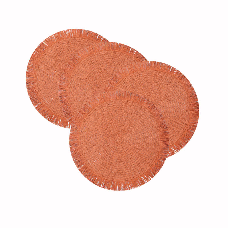 Ensemble de napperons tissés ronds 15 po, ensemble de 4, Rouge