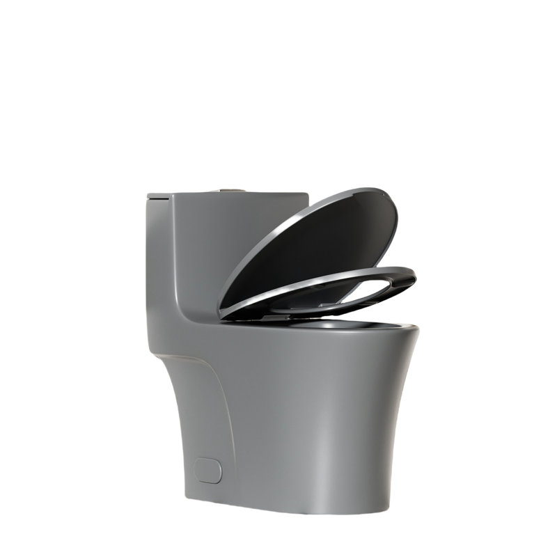 Bathroom Toilet In Grey 002 Sparkle, 1/1.60 , Water Elongated Comfort Height Floor Mounted With Rejuvenating Soft Closing Seat Shade, Placid