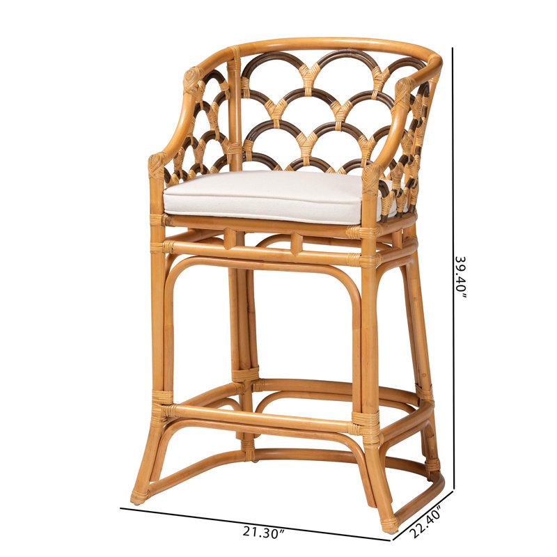 Veneto Light Honey and Dark Brown Rattan Bar Stool
